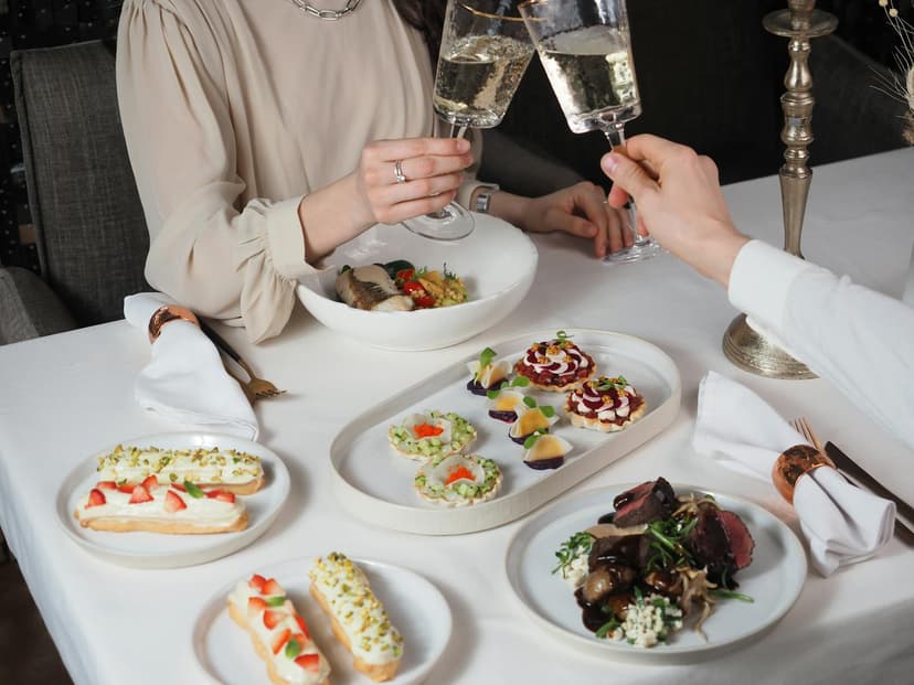 Elegant evening dinner with champagne - the kind of date a Newcastle professional books at House of Tides or Café 21