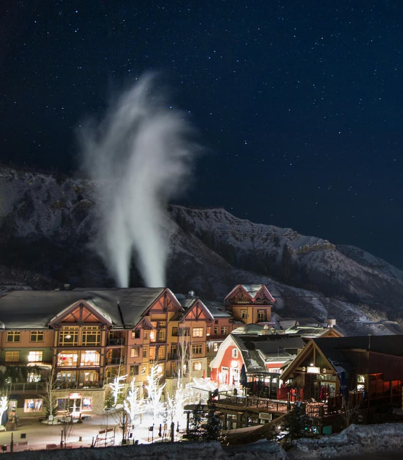 Snowmass Village at night - classic American mountain getaway